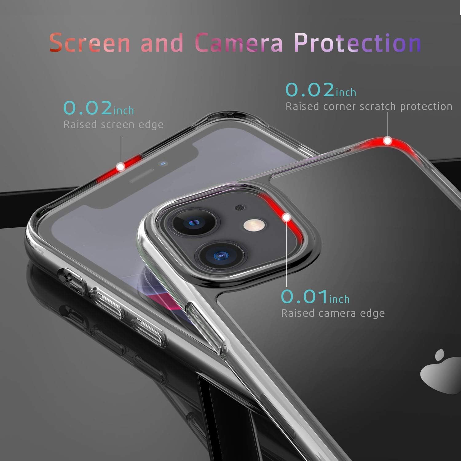 Compatible with iPhone 11 Case, 9H Tempered Glass Shock Absorption Anti-Scratch Mimics Shockproof Glass Back of iPhone Support Wireless Charging Cover for iPhone 11 Crystal Clear 6.1 inch (Clear)