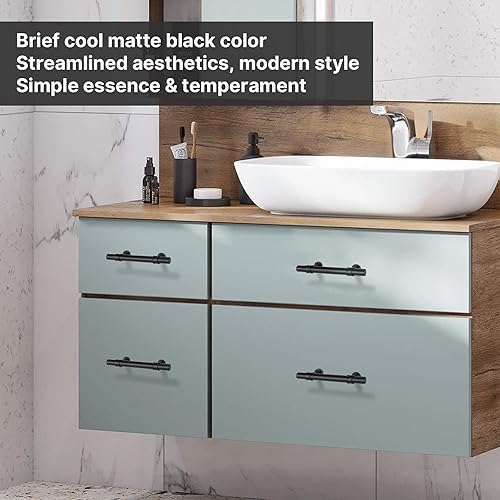 Miniatura 4 de goldenwarm Paquete de 6 tiradores negros de gabinete de 3 34 pulgadas, manijas de gabinete de cocina, manijas modernas para puertas de gabinete,