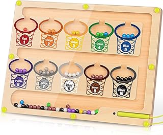 Magnetic Color and Number Maze, Wooden Magnetic Maze Puzzles Montessori Toys for 3+ Year Old, Toddler Activities Counting & Color Sorting Fine Motor Skills Learning Toys for Kids Preschoolers Ages 3-5