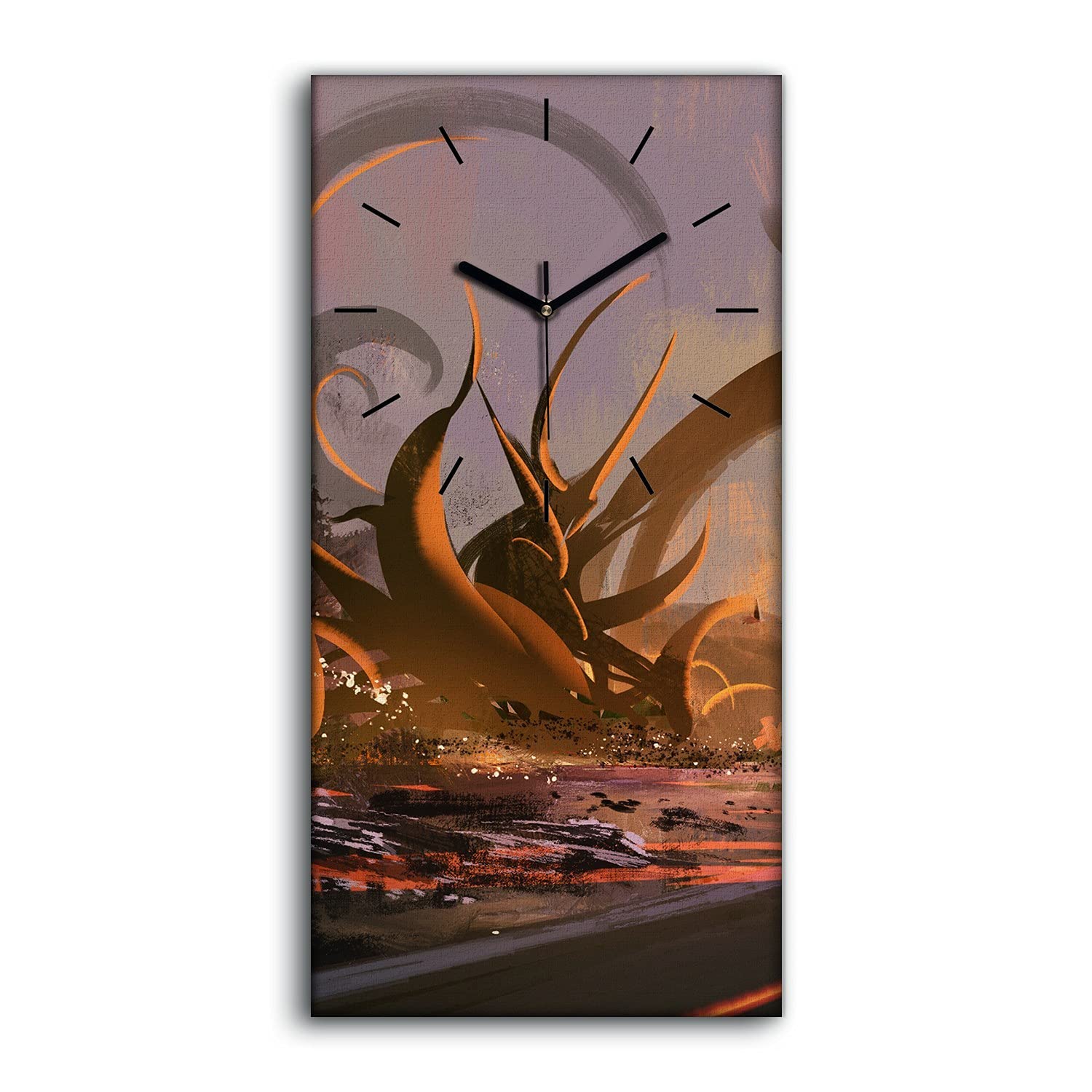 Horloge sur Toile Salon et Chambre Décoration Murale Paysage Fantastique 30x60cm