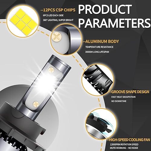 Miniatura 3 de HUOKEDS Paquete de bombillas LED para Ford F150 2004-2014, 4 unidades, luz blanca súper brillante alta y baja y luces antiniebla, paquete de