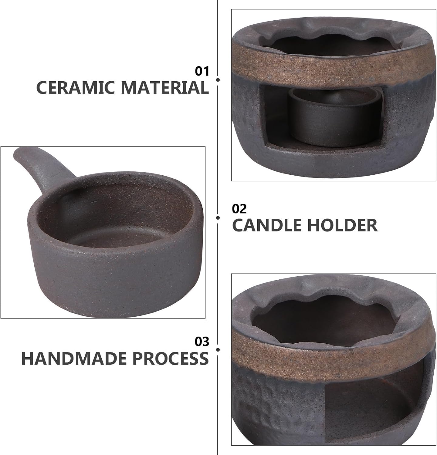 Ceramic Tea Warmer with Fine Craftsmanship with Candle Holder for Enjoying Tea, Practical Teapot Warmer in Black and Retro Simple Style