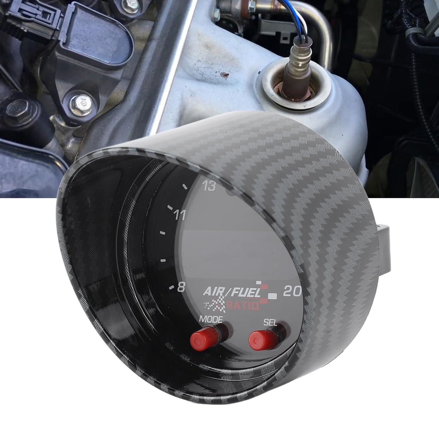 Brilluxa X Series Wideband UEGO AFR Sensor Controller Gauge, Universal Digital Wideband Air Fuel Ratio AFR Gauge 30-0300 Air Fuel Ratio Display 52mm Auto Dimming