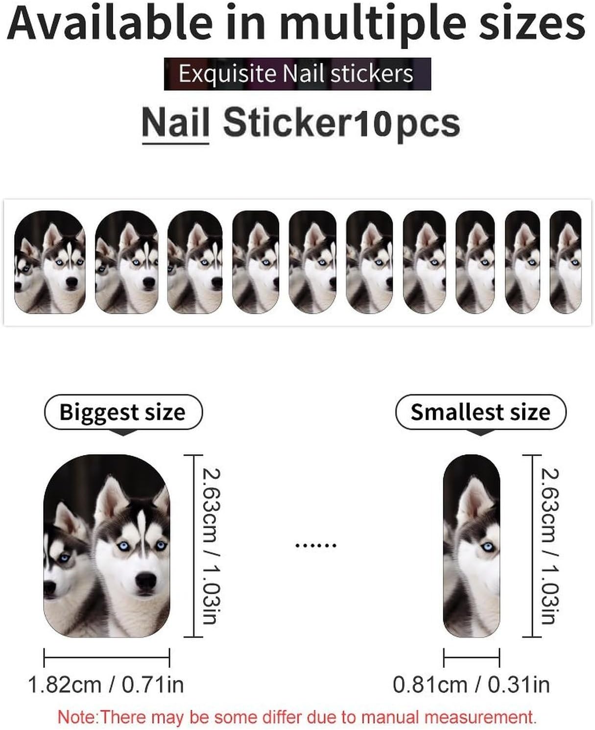100 Pieces Full Nail Wraps Self-Adhesive Gel Nail Stickers for Women | Husky Dog Nail Strips, UV Free, Chip Resistant, Waterproof Full Cover, Long Lasting Nail Decals