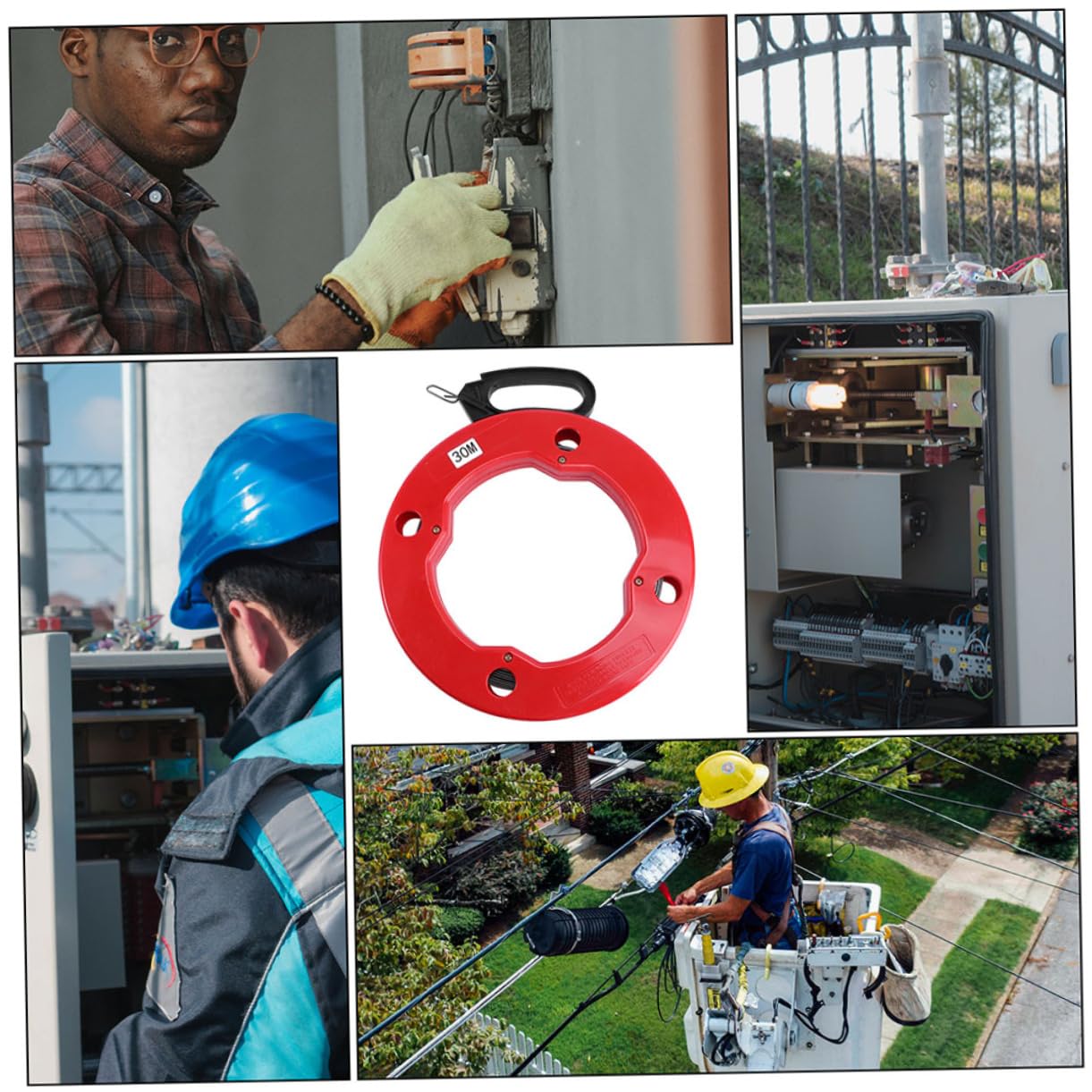 Operitacx Roter Stahldraht Kabelzieher mit Abs Gehäuse Kabel Einziehhilfe für Diverse Elektrische Aufgaben und Installationen Leicht zu Bedienen