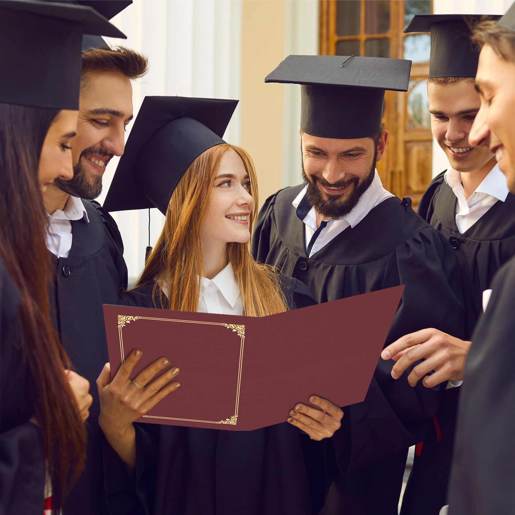 HAUTOCO Confezione da 90 titolari per certificati, titolari per diploma, buste per documenti e premi, con bordo in lamina dorata, per lettere da 21,5 x 28,5 cm
