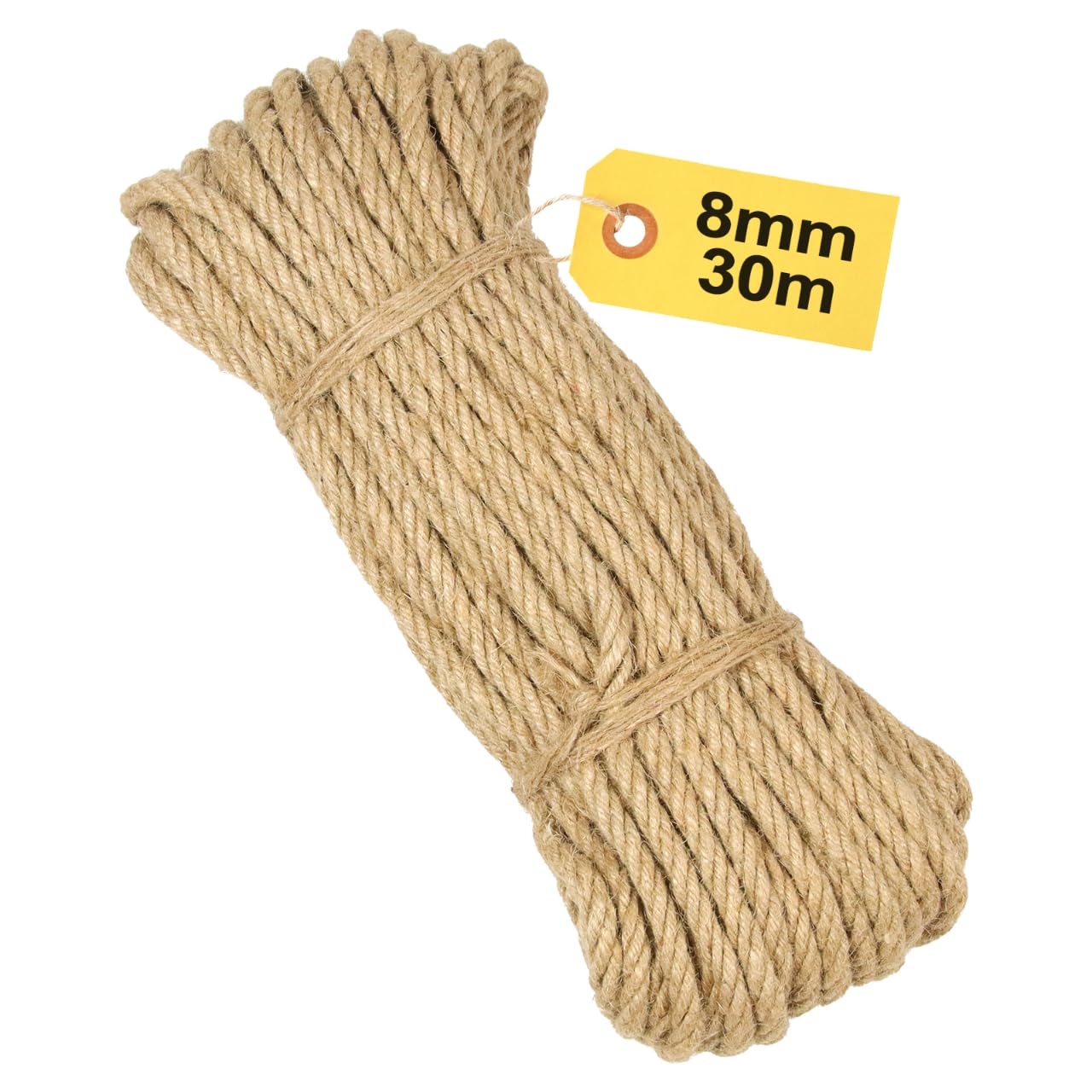 Strong Braided Natural Jute Rope for Garden Crafts and DIY Projects 8mm x 30m