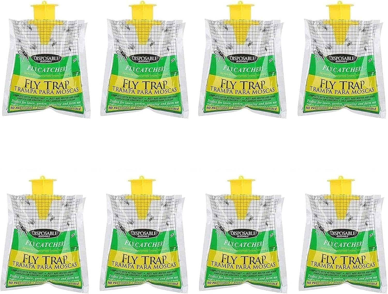 Disposable Hanging Fly Trap Bags Outdoor, 8-Pack