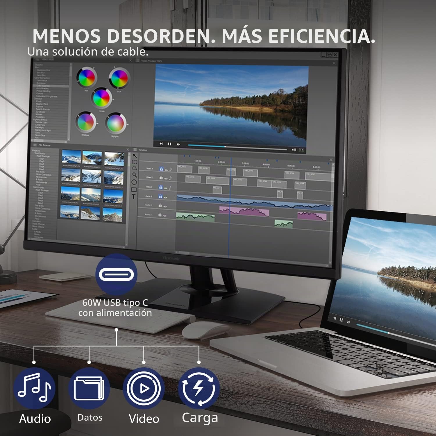 ViewSonic VP3256-4K Monitor ergonómico IPS 4K UHD de 32 Pulgadas con biseles ultrafinos, precisión de Color, validado Pantone, USB C de 60 W