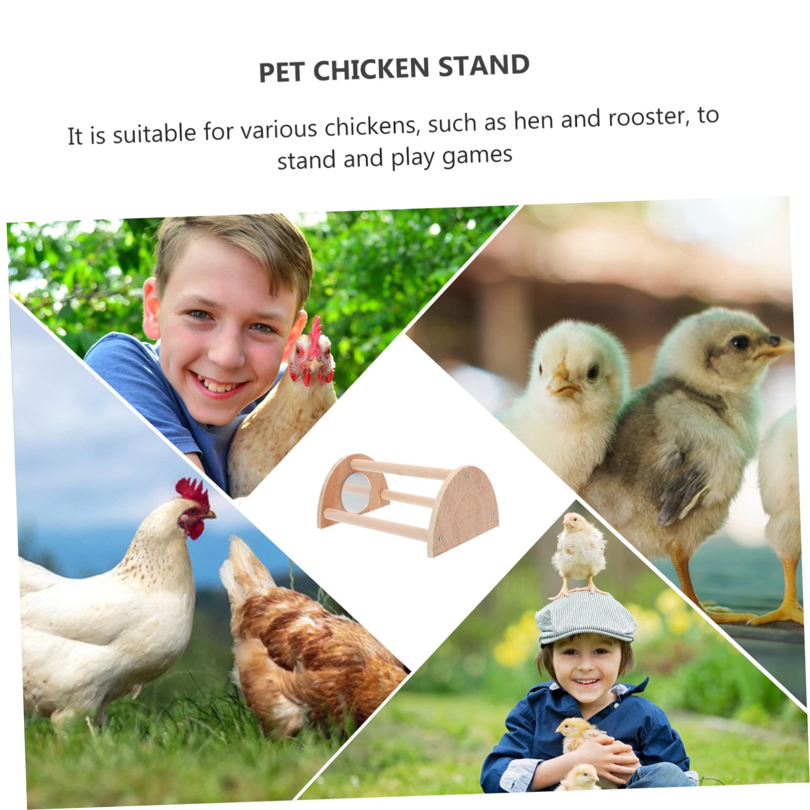 3pezzi Trespolo Legno Per Galline e Pappagalli Con Specchio Supporto Per Gioco e Attività Per Uccelli Resistente e Naturale Adatto Galline e Pappagalli