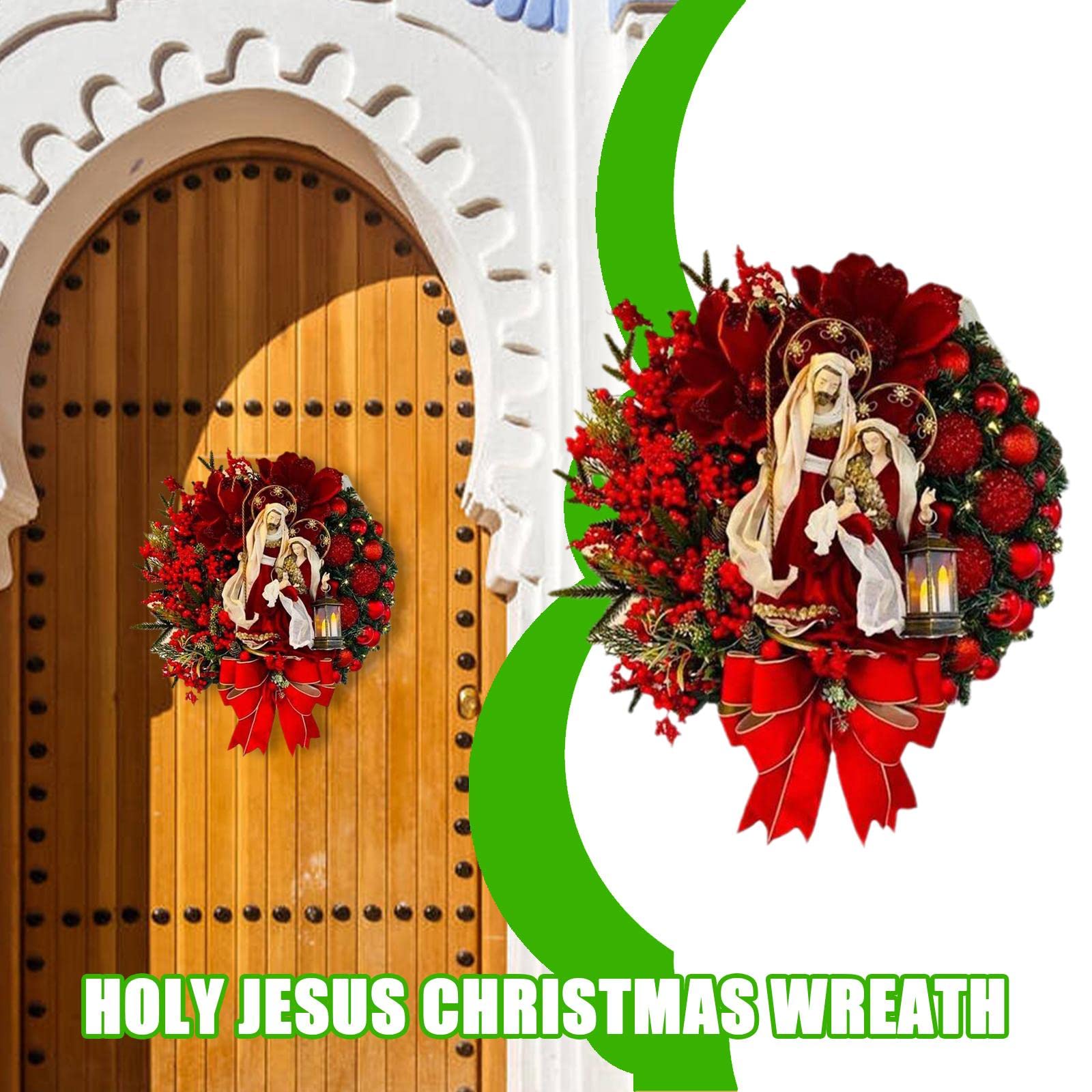 Guirnaldas de Navidad Guirnalda de Navidad Adornos colgantes con cono de pino Estampado de bayas artificiales para la puerta delantera del hogar Decoraciones de pared Guirnalda Montaje de la puerta