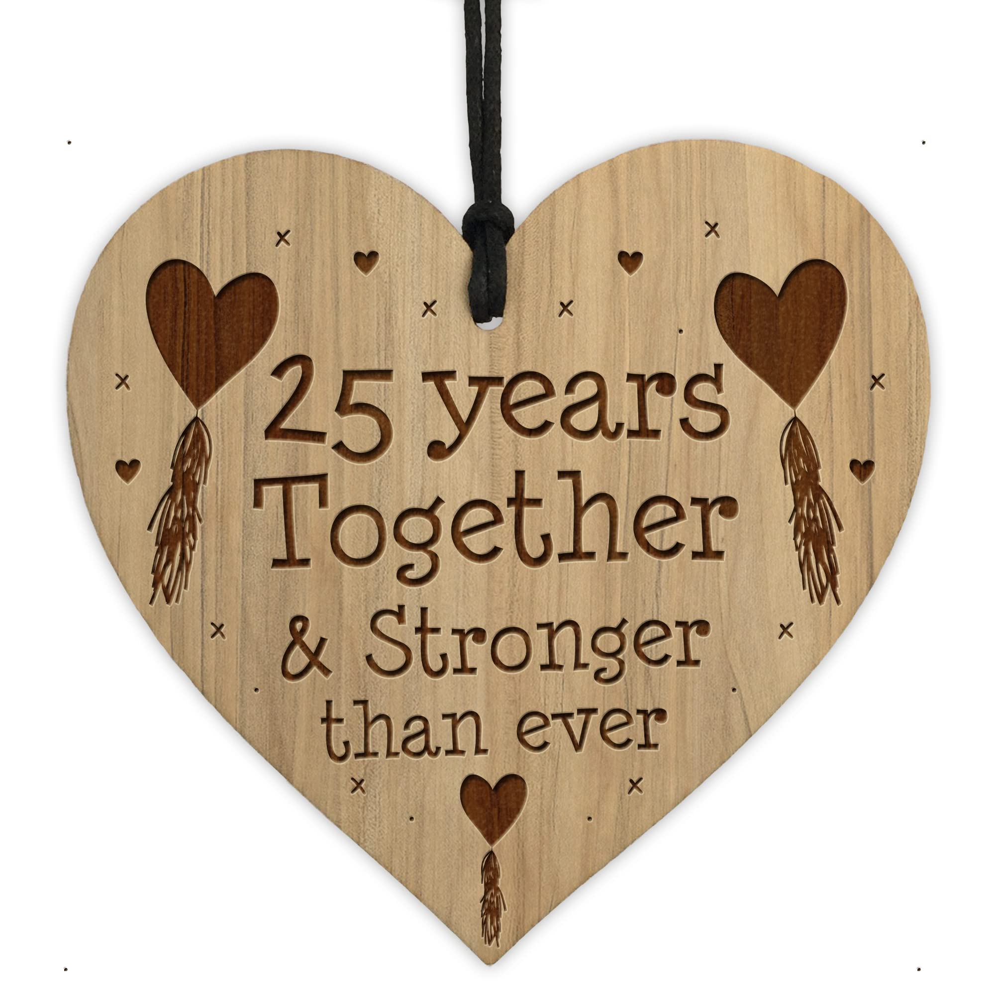 Red Ocean 25th Anniversary Engraved Heart Husband Wife For Him Her