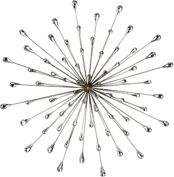 TRIPAR Large 28" DIA Silver Starburst Metal Wall Art Home Decor
