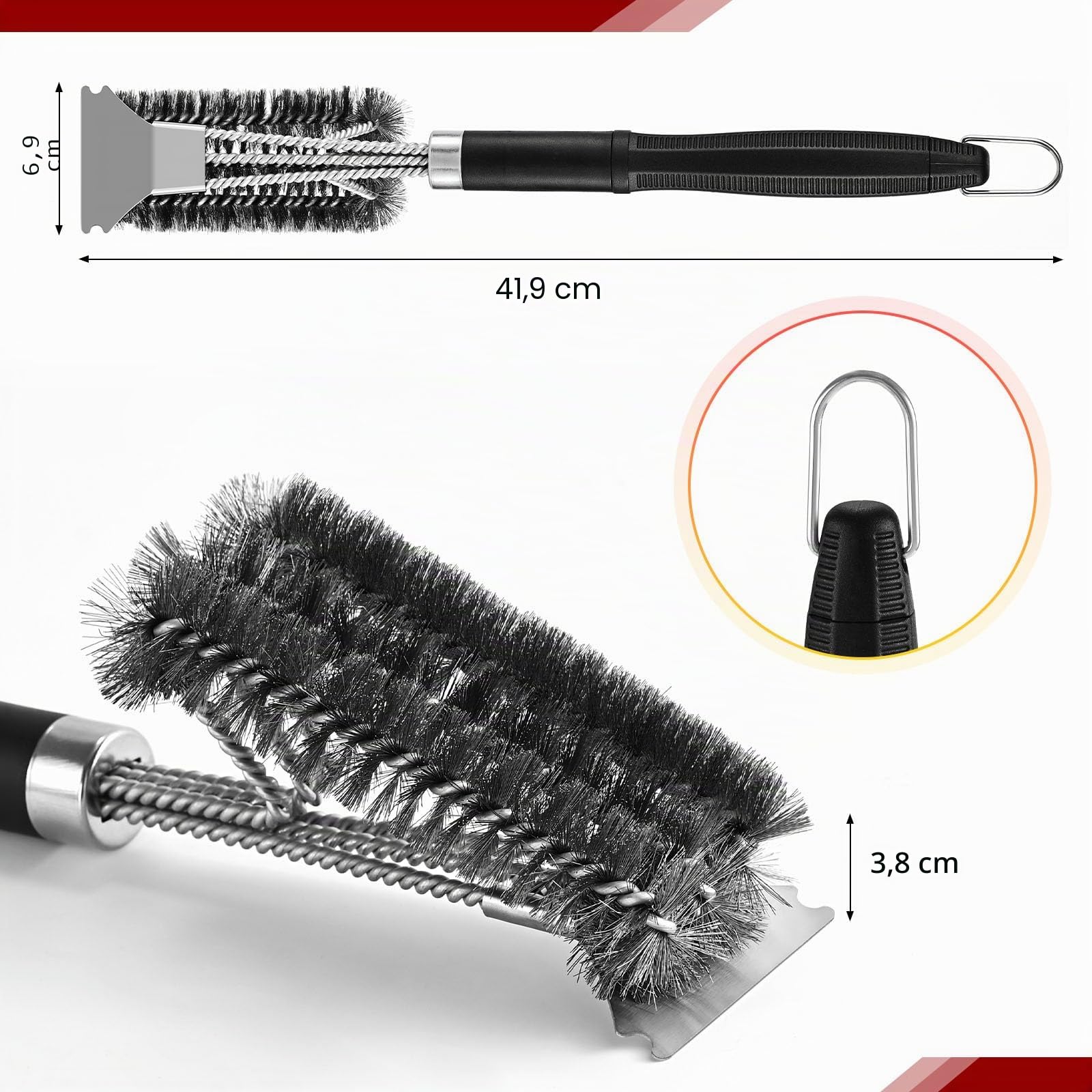 Brosse Barbecue, Brosse Nettoyage De Gril en Acier Inoxydable, BBQ Outils Accessoire Barbecue, Brosse pour Grilles de Cuisson, Nettoyer Rapidement Efficacement Grille de Barbecue,Grille à Gaz (30 cm Brosse Barbecue, Brosse Nettoyage De Gril en Acier Inoxydable, BBQ Outils Accessoire Barbecue, Brosse pour Grilles de Cuisson, Nettoyer Rapidement Efficacement Grille de Barbecue,Grille à Gaz (30 cm