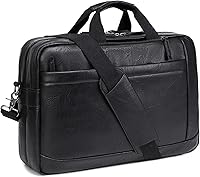 Vista 9 de Bolsa de mensajero para hombre de 17.3 pulgadas de lona/cuero para portátil, mochila para hombre, maletín para computadora, bolsa de hombro Marrón