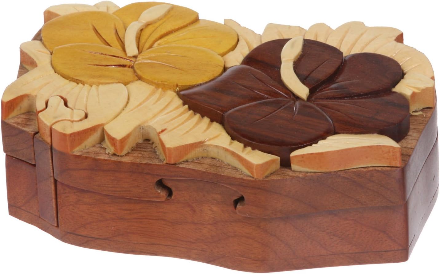 Handcrafted Wooden Flower Shape Secret Jewelry Puzzle Box image 2