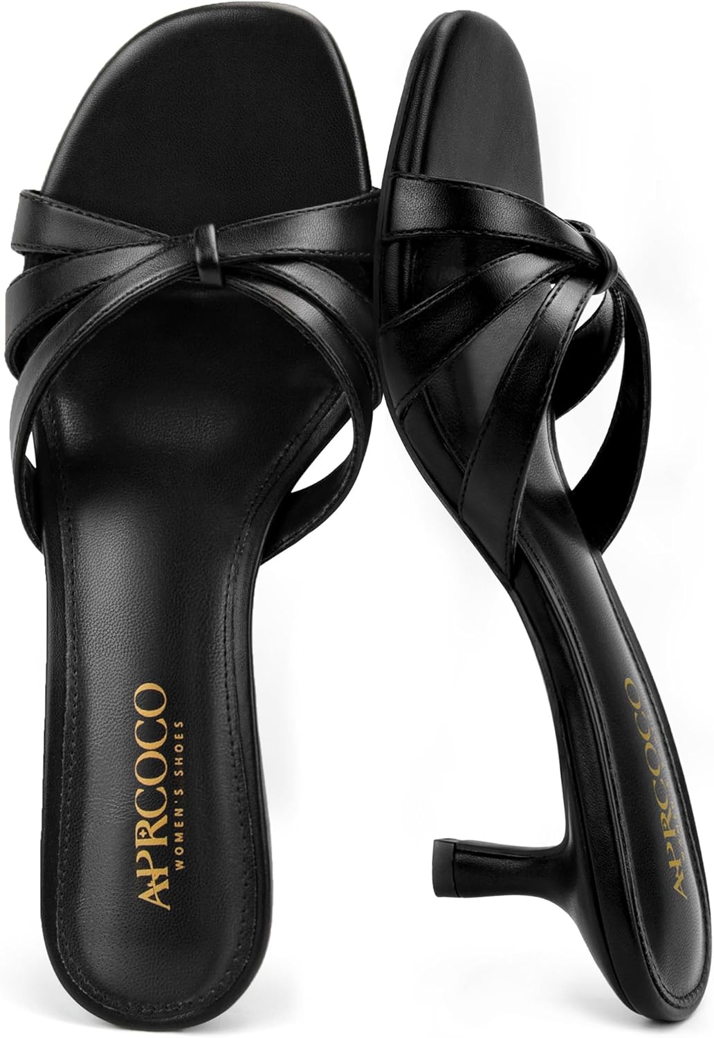 AprCoco Women’s Strappy Kitten Heels Sandals Flip Flops Open Round Toe Heel Slip On Thong Heeled Sandals for Women Stylish Summer Holiday