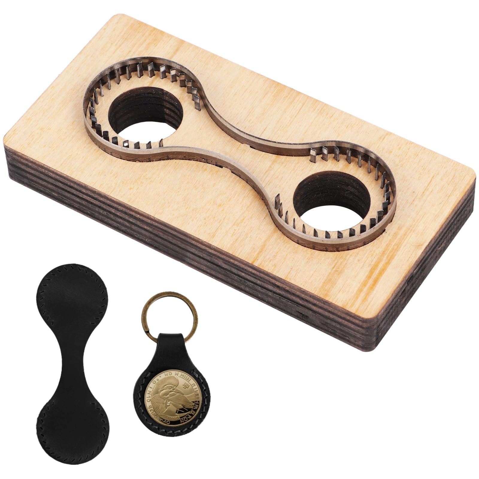 Leather Cutting Die, Leather Keychain Cutting Mold, Smooth Wooden Base, Sharp Steel Blades, Punch Stamping Tool for DIY Crafts, Easy to Use