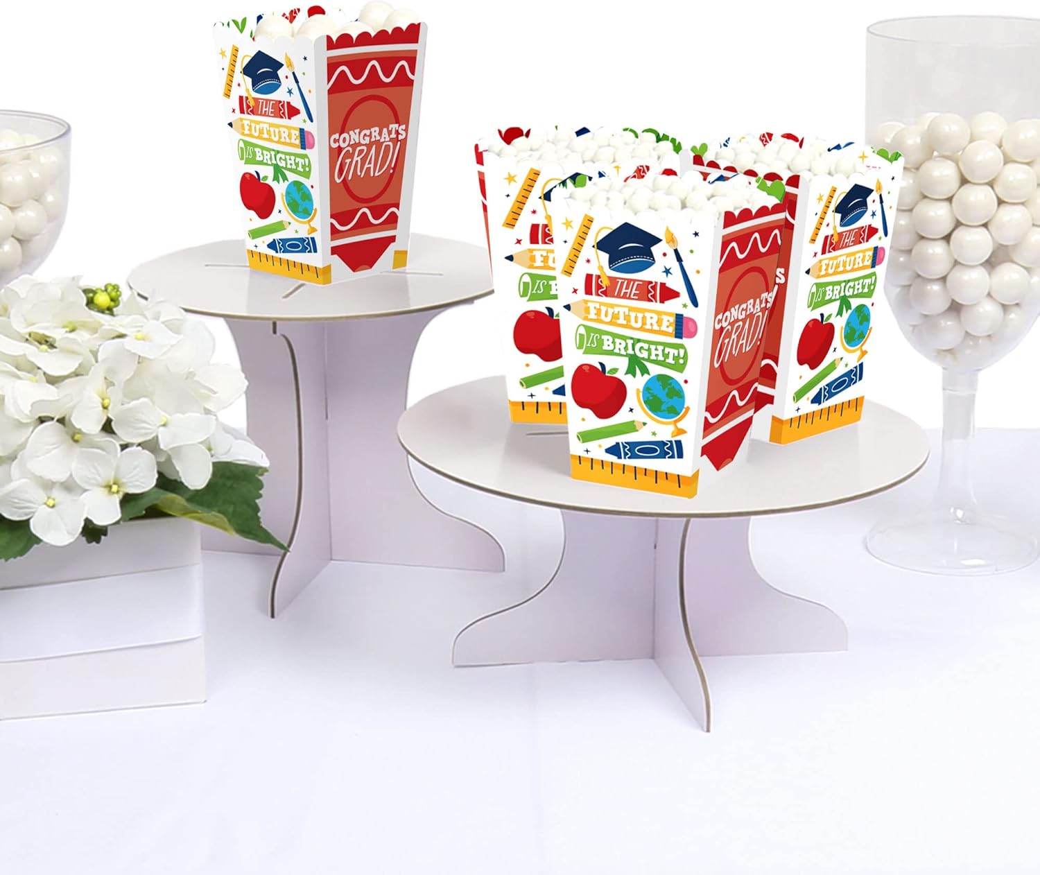 Big Dot of Happiness Kindergarten Grad - 4K Preschool Kids Graduation Party Favor Popcorn Treat Boxes - Set of 12