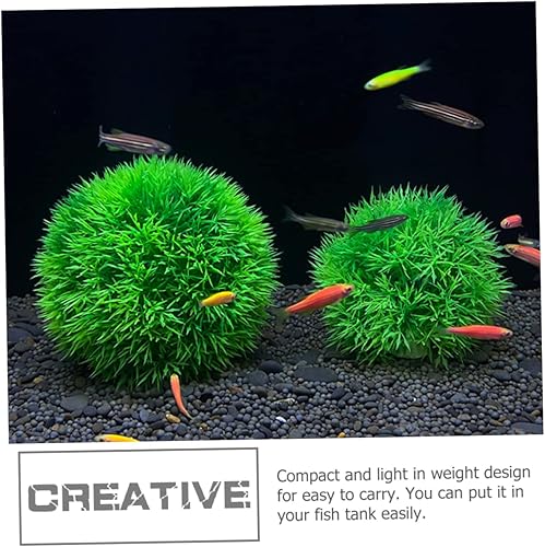 Miniatura 9 de Peces de plantas acuáticas s 6 piezas de bola de hierba artificial verde plástico acuario decorar decoración del hogar planta sintética acuario bola