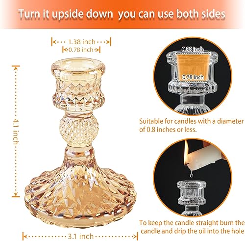 Miniatura 3 de Portavelas de cristal, portavelas cónico a rayas, juego de 6 candelabros para centros de mesa, decoración del hogar, bodas, festivales y fiestas