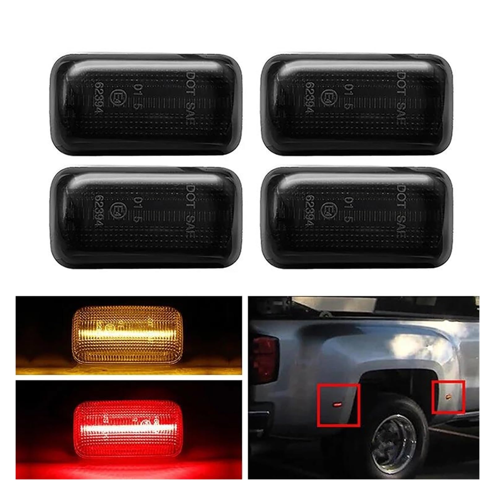 Genérico Piloto Intermitente 4 Uds Luces LED Posición Lateral Lámparas Señal Para GMC Para Sierra 2500 3500HD 2015 Intermitente Retrovisor