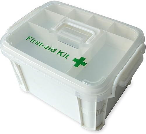 Miniatura 2 de Caja de primeros auxilios portátil para medicamentos de plástico con mango organizador básico. Kit de caja de almacenamiento médica de emergencia de