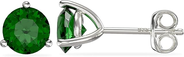 Aeon Jewellery Birthstone Stud Earrings | 925 Sterling Silver & Cubic Zirconia | Polishing Cloth Included | Gifts for Birthdays & Special Occasions for Women or Girls | One Pair