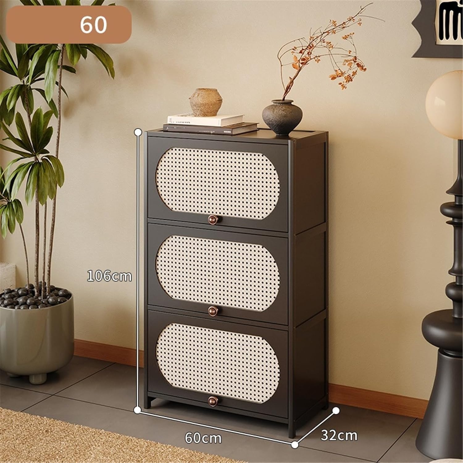 Sideboard Cabinet 3-Tier Corner Sideboard/Bookshelf Floor-Standing Storage Unit for Living Room with Drawers (60cm) Console Coffee Table
