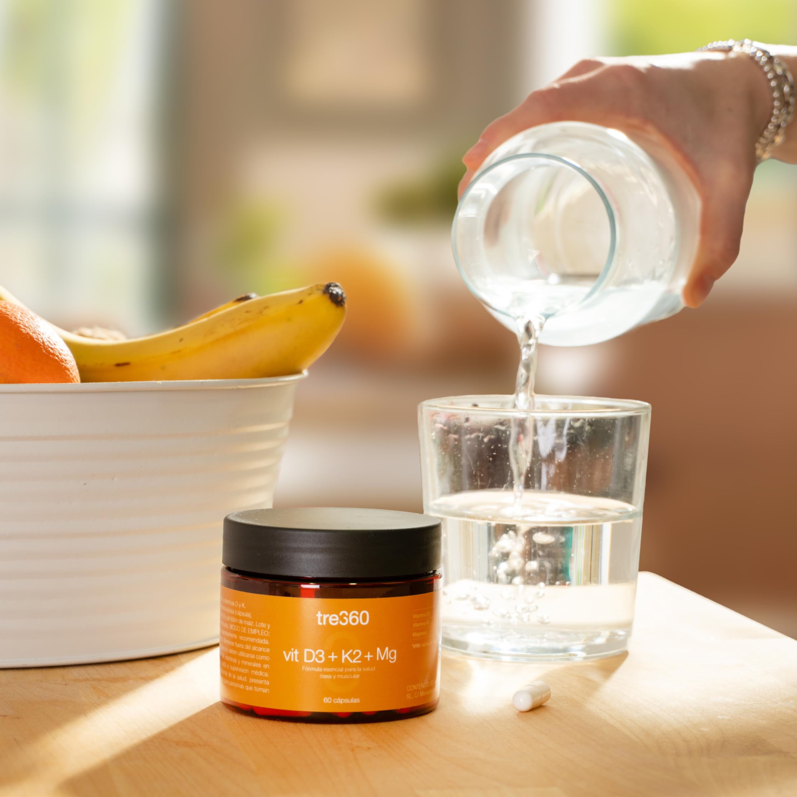 Tres60 - Vitamina D3 + K2 + Magnesio – 60 Cápsulas – Vitamina D3 2000 UI (50µg) con K2 MK7 y Magnesio Bisglicinato – Soporte para Huesos, Músculos e Inmunidad – Alta Absorción
