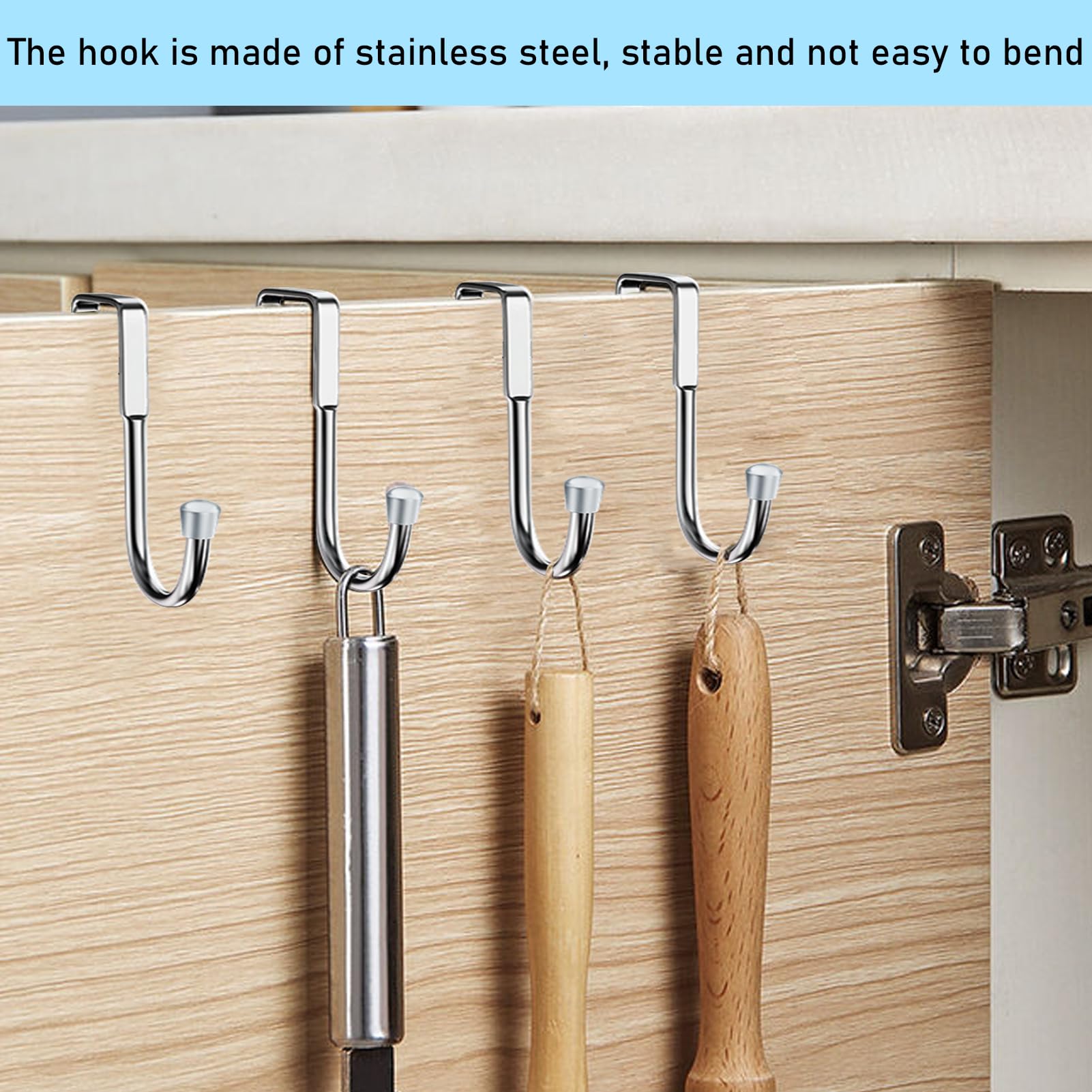 2PCS Door Hooks Over The Door Hook Hanger Sturdy and Waterproof Kitchen Cupboard Over Door Hooks Durable High Load Carrying Capacity Towel Rail Over Door Hook for Bathrooms Kitchen Cabinet Wardrobe - Image 4