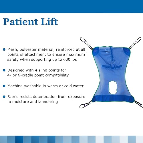 Miniatura 3 de McKesson Eslinga de elevación para pacientes, malla, ayuda de transferencia de cuerpo completo con apertura de cómoda, tamaño mediano, capacidad de