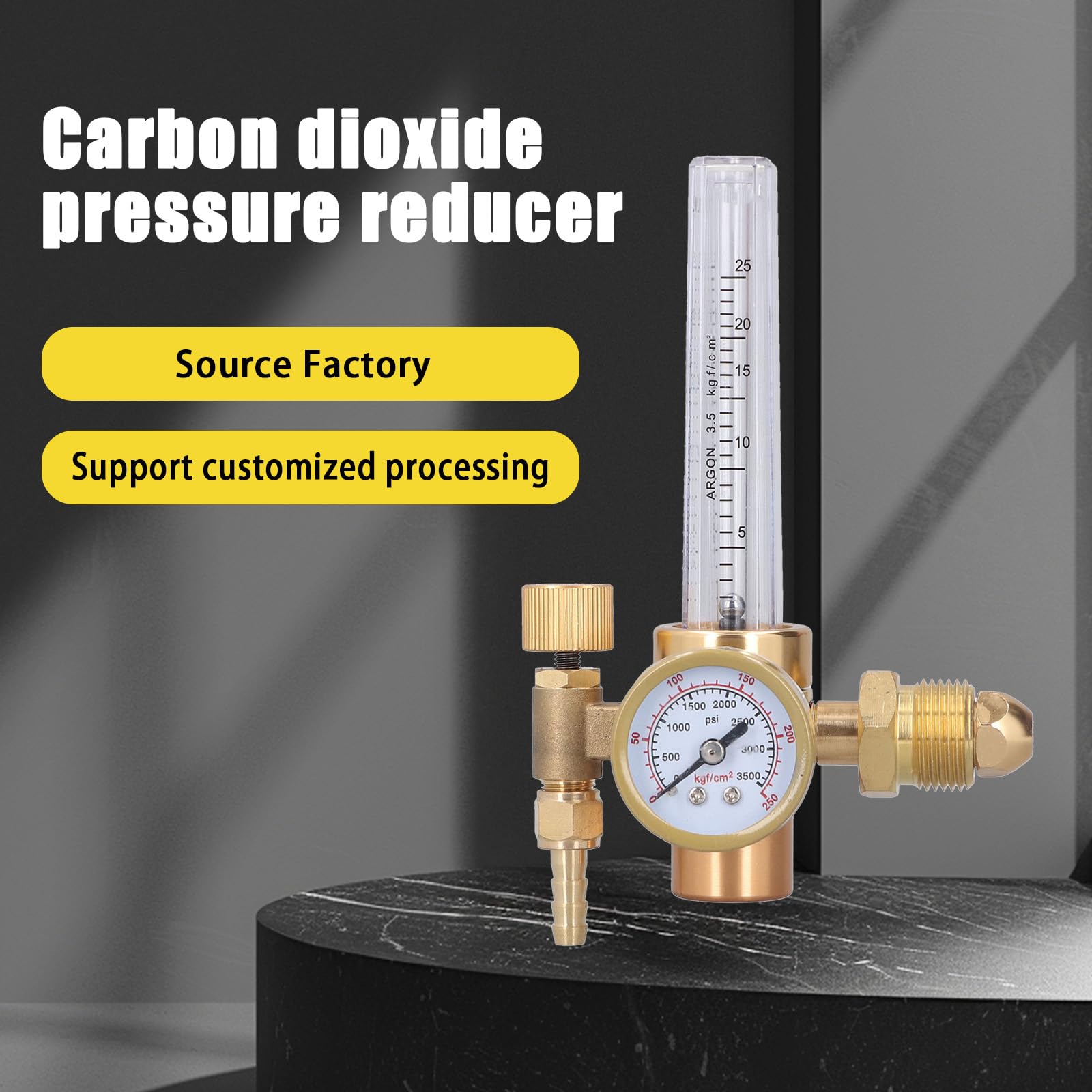 Regolatore di Pressione Argon/CO2, Riduttore di Pressione per Bombola CO2/Argon Gas di Protezione, 0-3500 PSI, 0-25LPM, CGA580 Ingresso, Flussometro Regolatore di Gas Saldatore per MIG TIG Saldatu