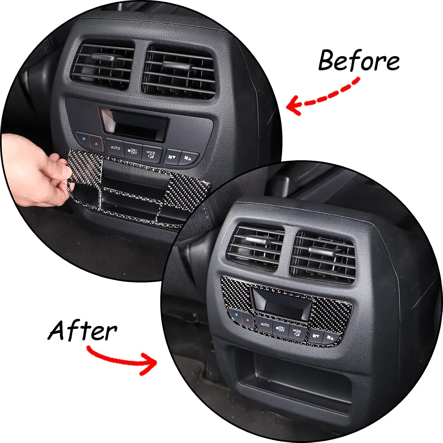Rear Back Seat Air Vents Decor Trim Compatible with Honda Pilot 2016-2022, Ridgeline 2017-2023, Passport 2019-2023, Rear Air Vent Outlet Cover Trim Sticker (A/C Switch, Black)