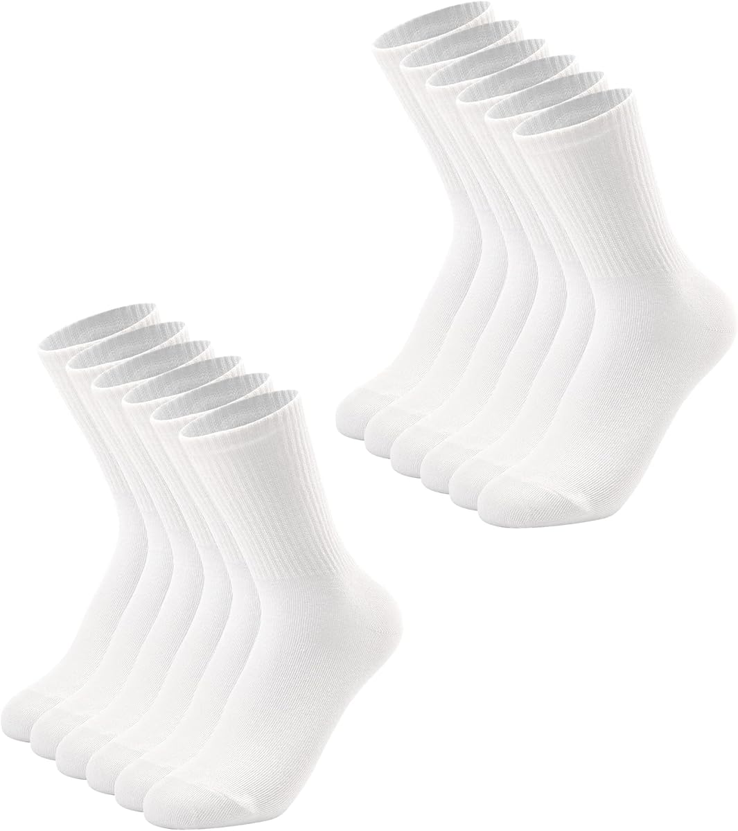 DOKUTOKU 3-12 Pack Womens Crew Socks Size 6-9 LightWeight Thin Casual Calf Socks