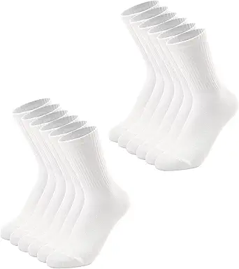 DOKUTOKU 3-12 Pack Womens Crew Socks Size 6-9 LightWeight Thin Casual Calf Socks