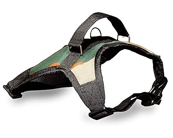 EliteSmooth Harness for Dogs Medium Size - M Size, No Pull, Comfortable, Breathable, Adjustable, Army Color, High Strenght Dog Body Belt for Medium Dogs