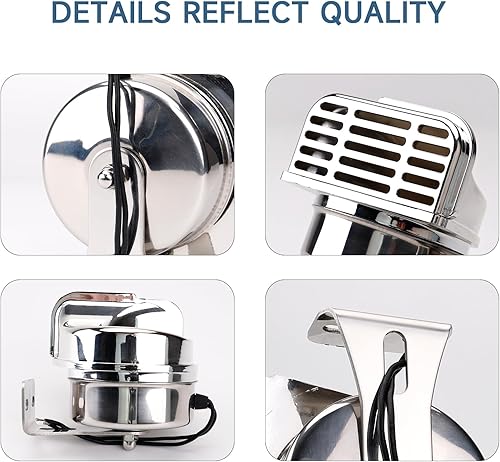 Miniatura 5 de FARBIN Bocina de acero inoxidable de tono bajo para barcos, bocina de automóvil impermeable para barcos Bocina de motocicleta súper fuerte de 12 V