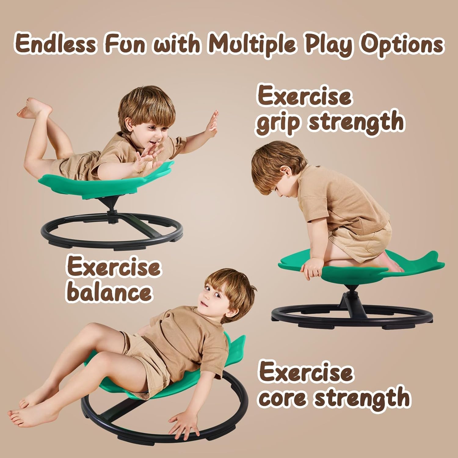 Sensory Spinning Chair for Kids with Autism & ADHD, Swivel Chair for Indoor/Outdoor Use, Sit and Spin Toys, Fish-Shaped Sensory Chairs for Autistic Children, Training Body Coordination (Dark Green)