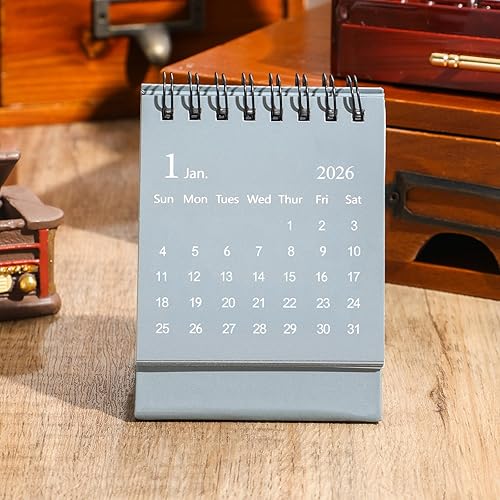 Miniatura 14 de Mini calendario de escritorio 2025-2026 – Úselo ahora hasta diciembre de 2026, calendario de escritorio pequeño, mini calendario diario, papel rosado