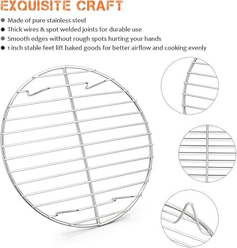 Miniatura 3 de E-far Estantes redondos de cocción refrigerantes, tamaño 7 pulgadas, 9 pulgadas y 10 pulgadas, juego de 3 estantes redondos de acero inoxidable para