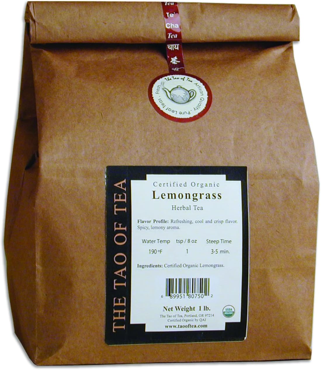 The Tao of Tea Lemongrass, Certified Organic Herbal Tea, 1-Pounds