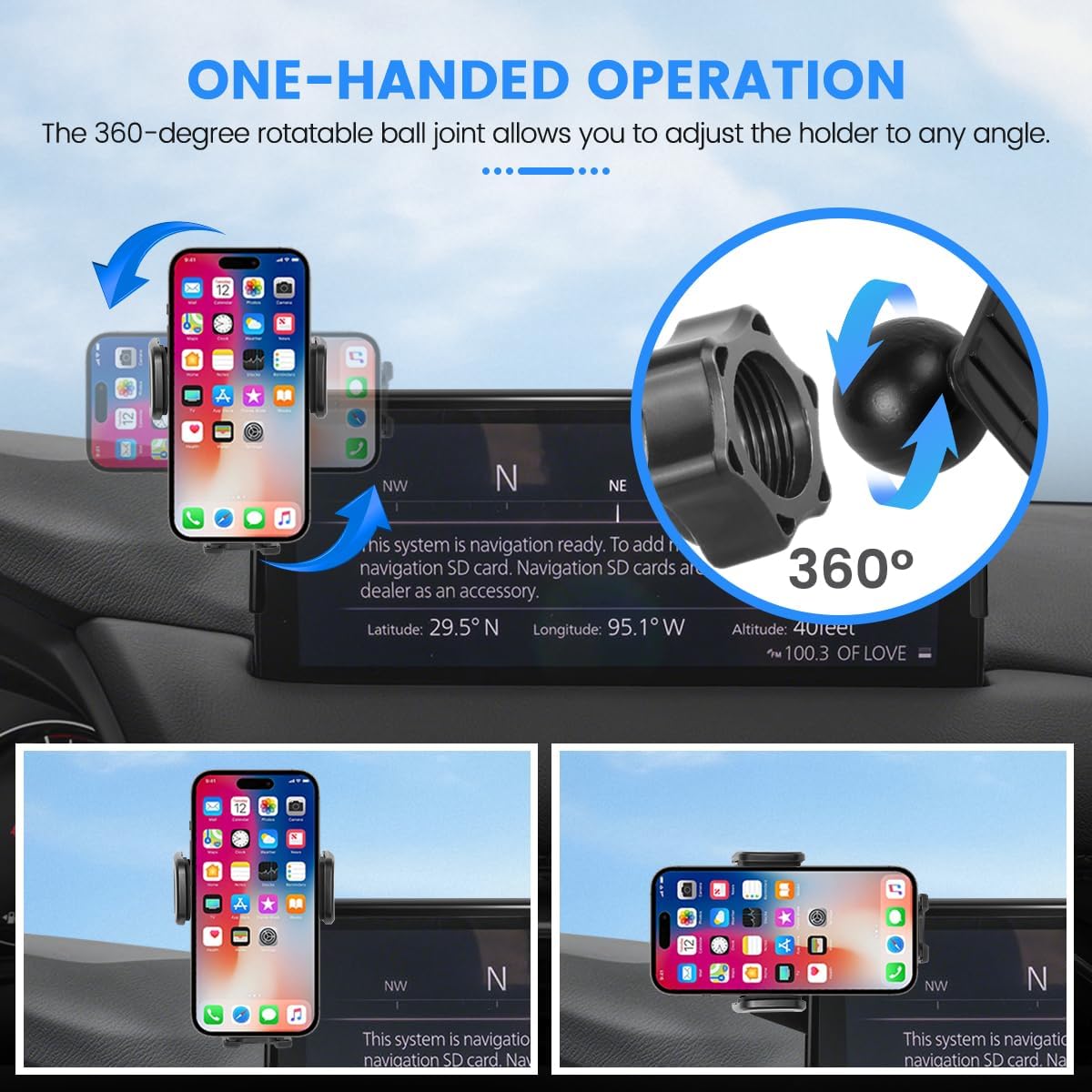 Car Phone Holder Fit for Mazda CX-5 CX5 2021-2025 Accessories 10.25-Inch Screen Fixed Clip, Cell Phone Mount with Dash Organizer Hands-Free 360° Rotation Automobile Cradles