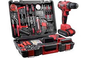 jar-owl Comprehensive 21V Red Tool Set for Daily Home Repair
