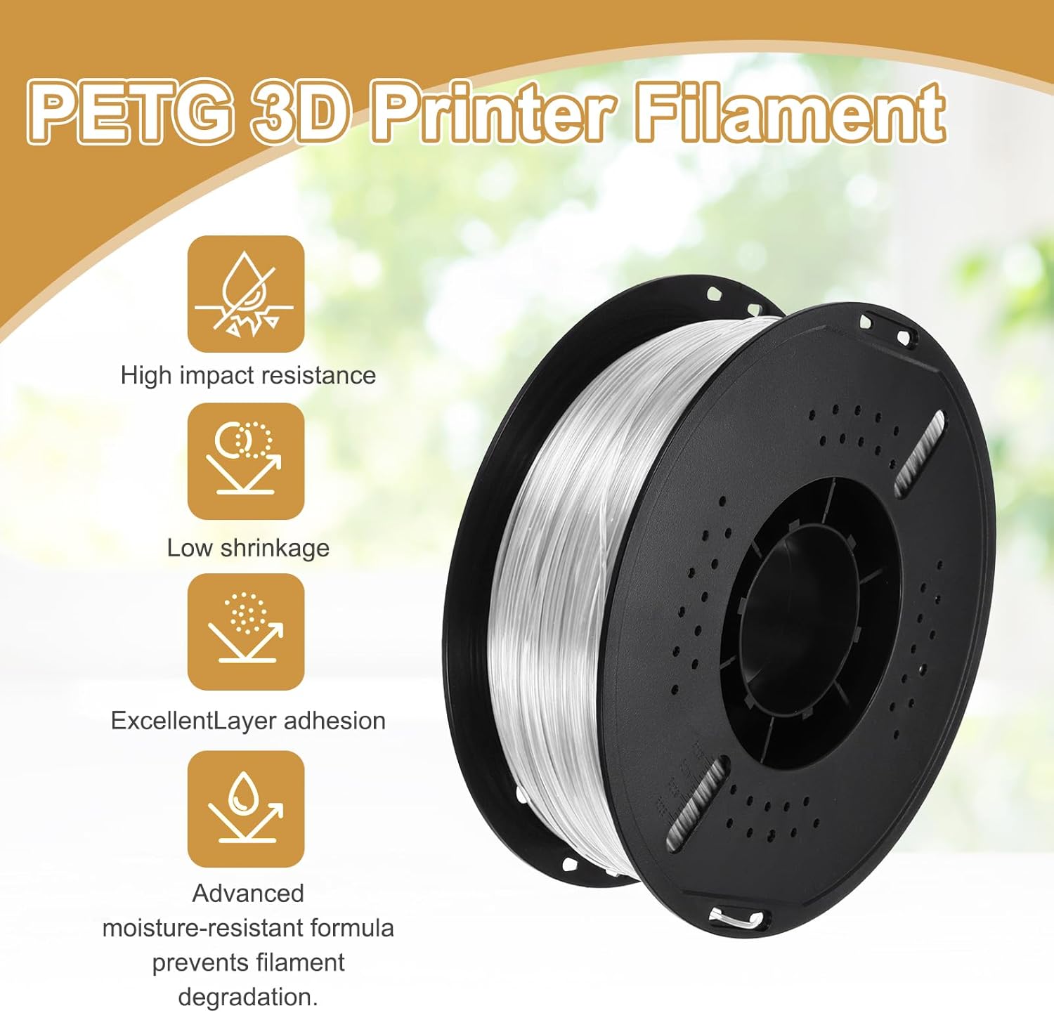 MECCANIXITY PETG 3D Printer Filament, 1.75mm 1KG High Precision Moistureproof Superior Toughness Glossy Filament Metal Silver for Printers 1 Pcs - Image 3