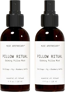 Muse Apothecary Pillow Ritual - Aromatic, Calming and Relaxing Pillow Mist, Linen and Fabric Spray - Infused with Aromatherapy Essential Oils - 4 oz, Cara Orange + Fig + BlackBerry Vanilla, 2 Pack