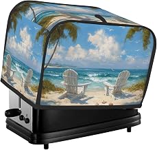 Beach Scene Toaster Cover 2 Slice, Dust-Proof Fingerprint Waterproof Microwave Oven Cover with Pockets Bread Maker Protective For Small Kitchen Appliance Dining Room Home Table Decor Gifts