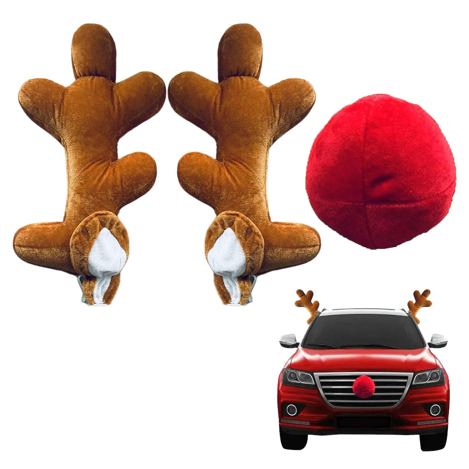 PW TOOLS Car Reindeer Antlers and Nose, Car Reindeer Antlers & Nose Car Decoration, Auto Accessories Car Decoration Kit for Car Van SUV Truck