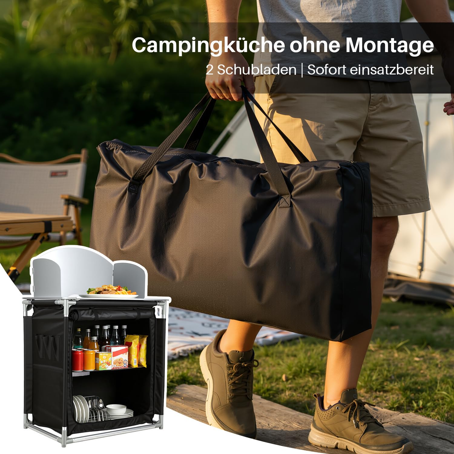Kuchnia kempingowa, składana, szafka namiotowa, pudełko kuchenne, na kemping, do kuchni, na kemping, piknik, imprezę w ogrodzie
