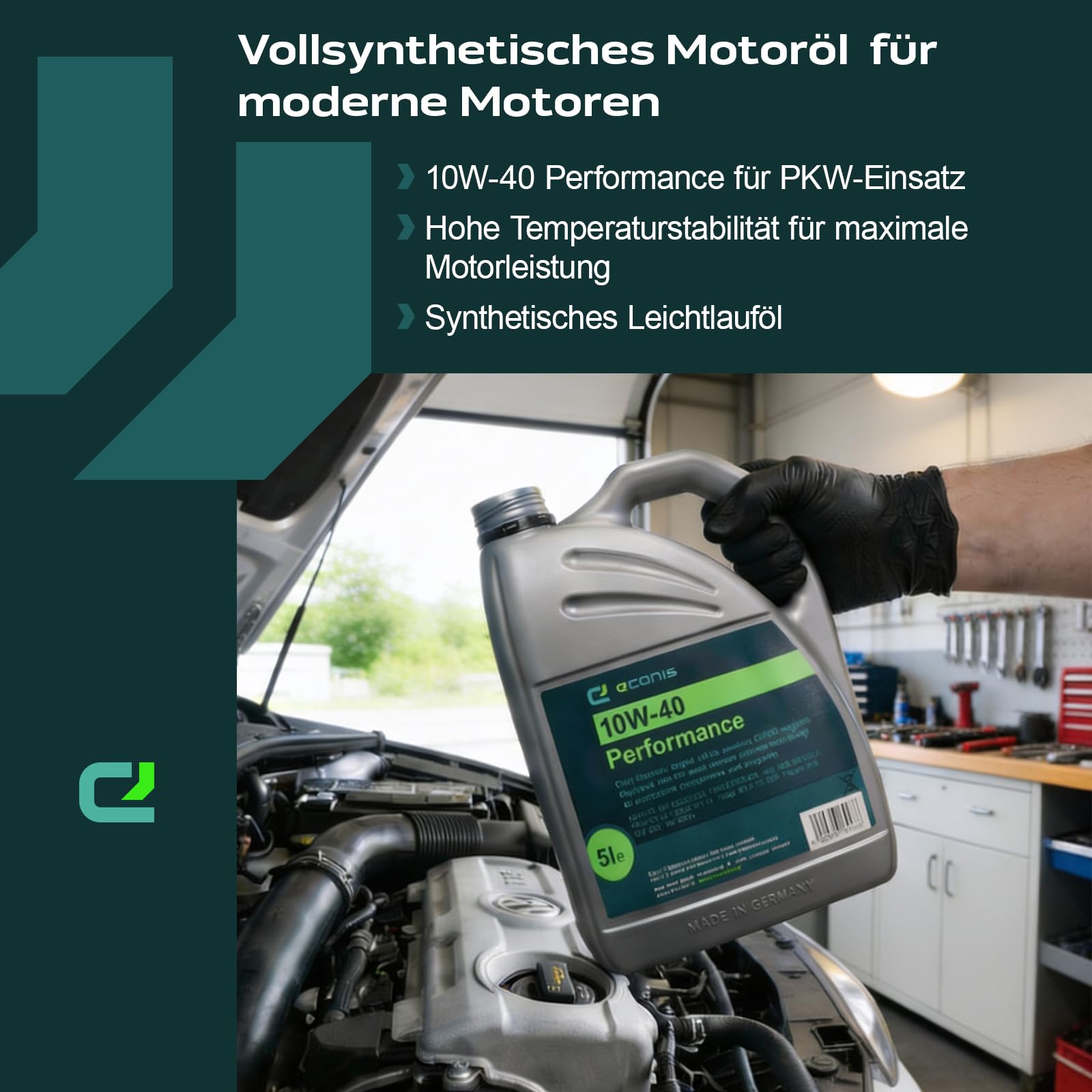 Performance Motoröl 10W-40 A3/B4 SL/CF für PKW, 5 x 5L | Synthetisches Leichtlauföl, ACEA A3/B4, API SN, FIAT 9.55535-G2/D2, Renault RN 0700, Motorleistung & Schutz, Made in Germany
